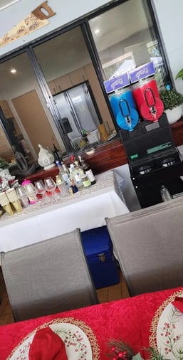 Slushie machine in amongst the New Years setup at a home in Redlands.