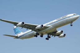 a large passenger jet airplane flying through the air