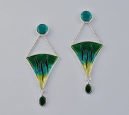 Cloisonné Enamel earrings with Argetium silver