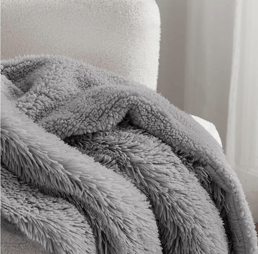 grey fuzzy blanket