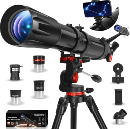 HETEKAN 90900, Telescopio Astronómico Adultos, 90 mm Apertura 900 mm