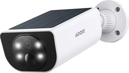 AOQEE Camara Vigilancia WiFi Exterior Solar, WiFi sin Cable con Batería, blanco