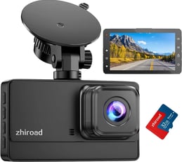 Zhiroad Dash CAM Coche, 1080P FHD Dash CAM con Pantalla IPS de 3", color negro
