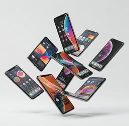 a group of smartphones with different types of phones