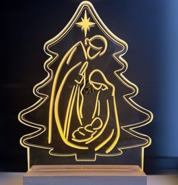 Lampada Led Plexiglass Natività Famiglia