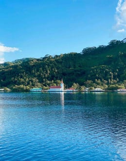 Small church by the water in Taha'a, French Polynesia.