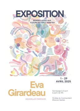 Affiche exposition peinture aquarelle contemporaine