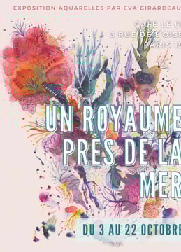 Affiche exposition aquarelle contemporaine art surréaliste