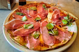 A pizza at Naked for Satan in Fitzroy, Melbourne