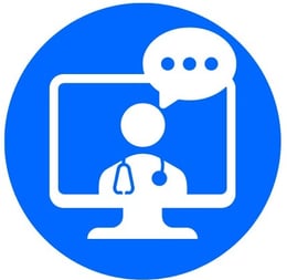 an icon of a doctor on a computer talking