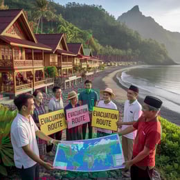 a group of people holding signs that read the map