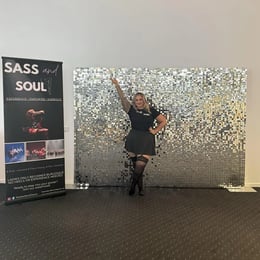corporate silver shimmer wall for Sass and Soul's event at HOTA in the Gold Coast.