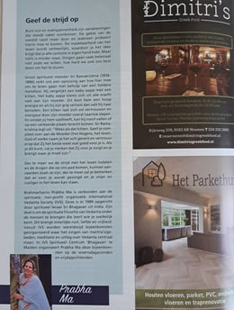 Column over Vedanta in regiomagazine Topic