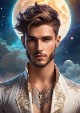 a man with a tattoo on his chest youthful look