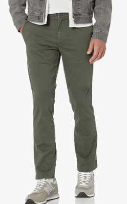 Man wearing Amazon Goodthreads Comfort Stretch Chino Pants in a stylish city setting. Versatile