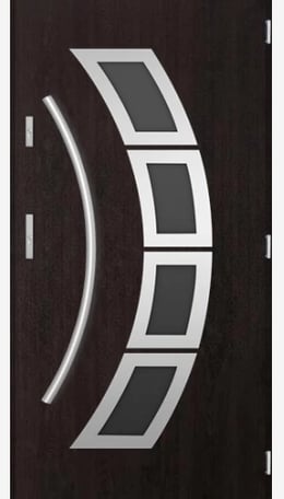a modern door with a curved glass door