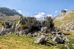 a rocky outcrop of a mountain side