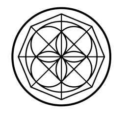a black and white circular object with a flower