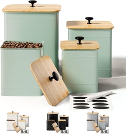 Versatile 4-piece canister set, available in four stylish colors.