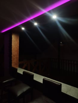 led lights ina a bar stand