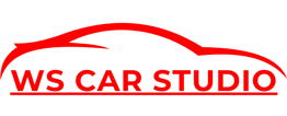 a red car with the words ws car studio