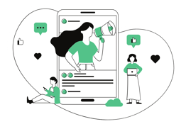 An illustration of social media interactions.