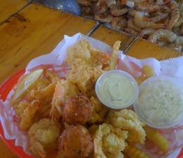 a plate of fried seafood