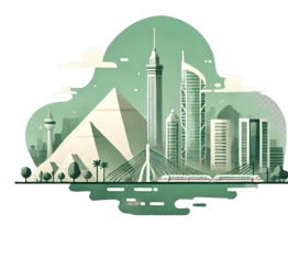 A sleek and minimalist illustration of Cairo’s skyline, featuring iconic landmarks like the pyramids