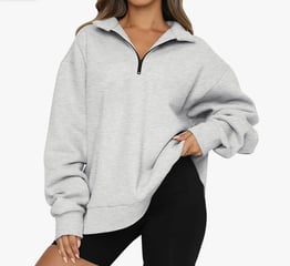 Trendy Queen Womens Oversized Sweatshirts Fall Fashion Hoodies Half Zip Pullover Long Sleeve Shirts