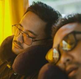 Memory foam travel pillow for neck support during flight