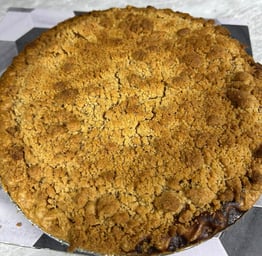 Homemade Pumpkin Pie with crumbles.