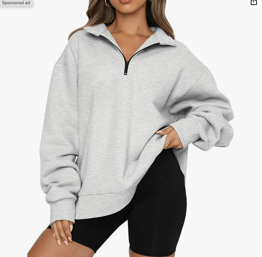Trendy Queen Womens Oversized Sweatshirts Fall Fashion Hoodies Half Zip Pullover Long Sleeve Shirts