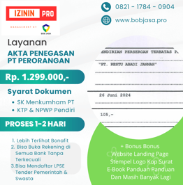 Jasa Pembuatan Pengurusan Akta PT Perorangan Pribadi Murah Terdekat di Kota Kabupaten Biaya 1.3 JUTA