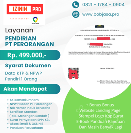 Jasa Pendirian Pengurusan PT Perorangan Pribadi Murah Terdekat di Kota Kabupaten Biaya 499 RIBU