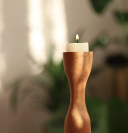 décoration bois bougie plante
