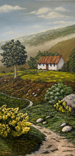 Trail to the Cottage up the Hill, 2024, Acrylic on canvas, 20 x 10 x 5/8 inches  $330