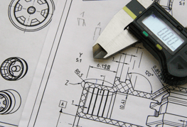 A mechanical design drawing to represent the engineering process.