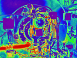 Thermographie d'un brûleur de gaz naturel d'une chaudière industrielle