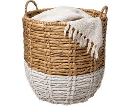 Bohemian Handwoven Abaca Hamper Basket with Handles