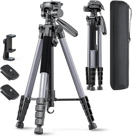 74"-Camera-Tripod, Gray Porfessional Aluminum Tripod Stand for Mirrorless Camera/DSLR/Cell Phone/Cam