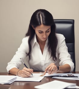 man writing on paper