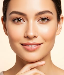 A close-up portrait of a woman with clear skinhighlighting her enhanced natural beauty after facial