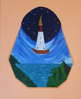 Le phare. Châssis bois & toile, 30x40cm.