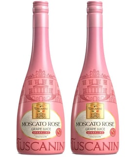 Tuscanini Italian Moscato Rose Sparkling Grape Juice, 25.3oz (2 Pack) | Non Alcoholic Kosher