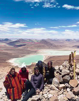 Friends on the top of the Licancabur Summit at the Bolivia and Chile border.