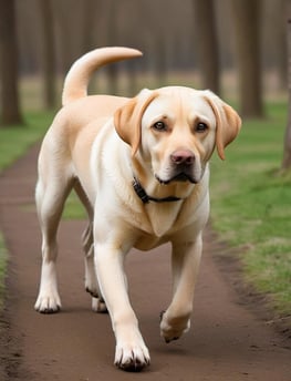 slim and fit labrador dog in a park