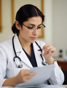 A medical setting with two people, likely healthcare professionals, focusing on a patient who is surrounded by numerous medical devices and monitors. The environment is busy with various tubes and equipment connected to the patient.