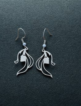 a pair of earrings with a flower on it