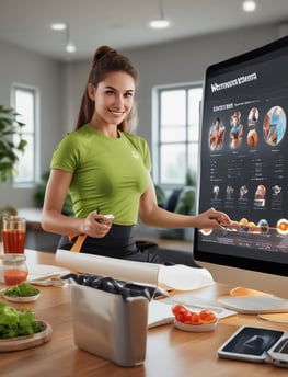 A modern fitness center entrance with wooden framing and the sign 'PRIME FITNESS' above the doorway. The interior features a spacious gym area with workout equipment visible and a motivational banner on the back wall. The flooring transitions from glossy tiles to a wood finish leading into the facility.
