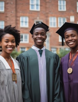 Créer une image de trois jeunes gens âgés entre 20 et 25 ans. Ce sont des étudiants. Deux garçons e